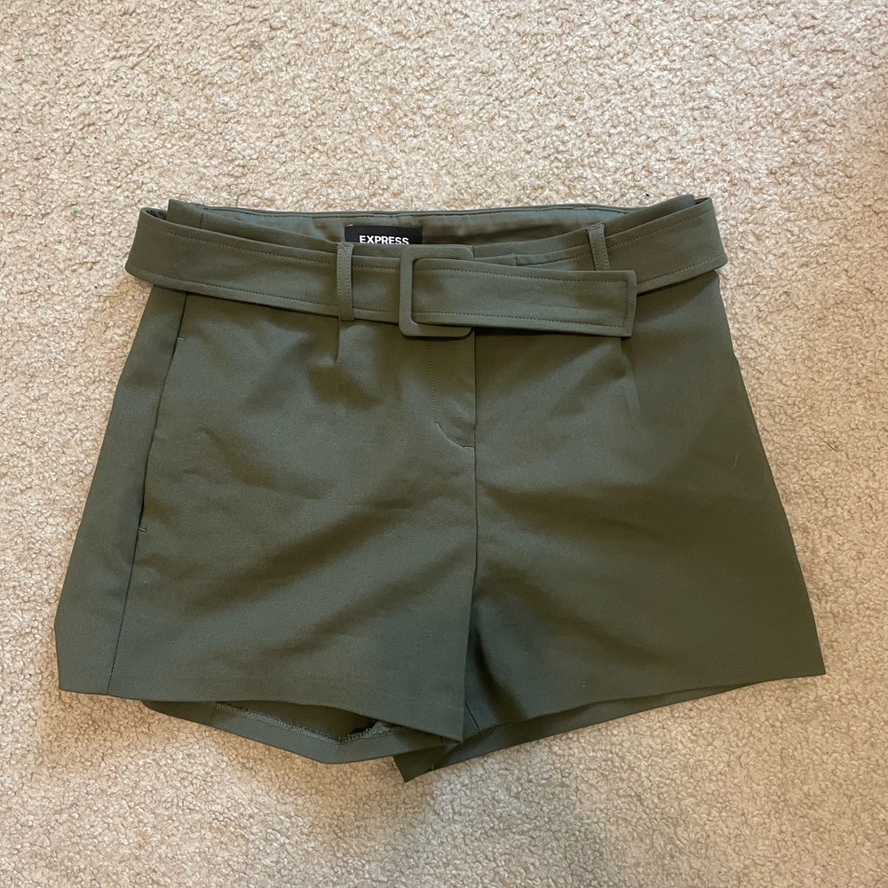 Express Green Belted Shorts